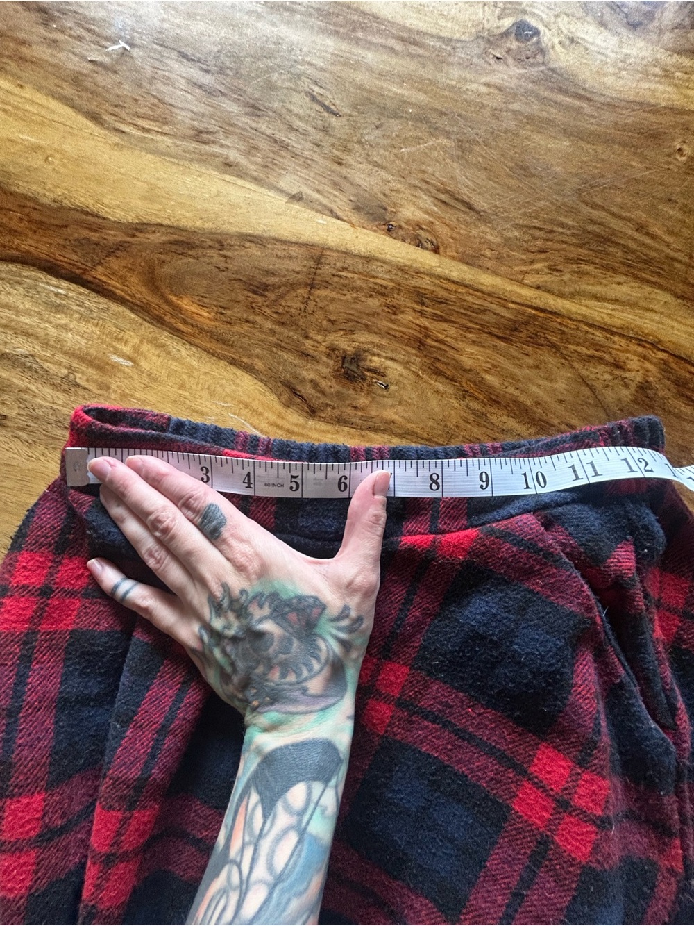 Red and Black Plaid A-Line Midi Skirt - Picture 3 of 3